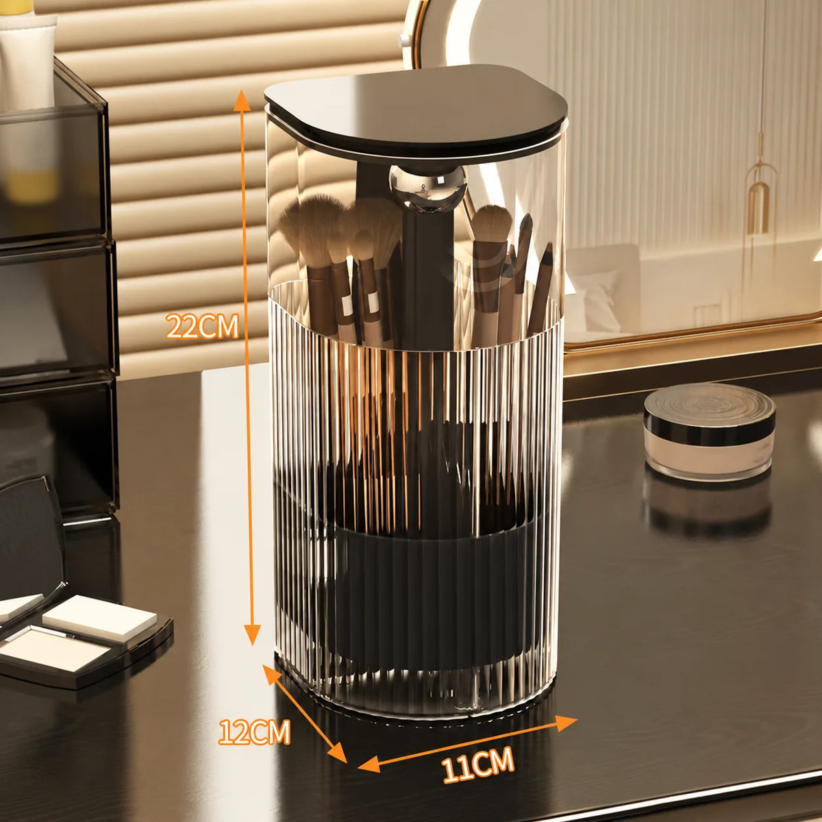Pop-Up Covered Makeup Brush Holder for a Tidier Vanity