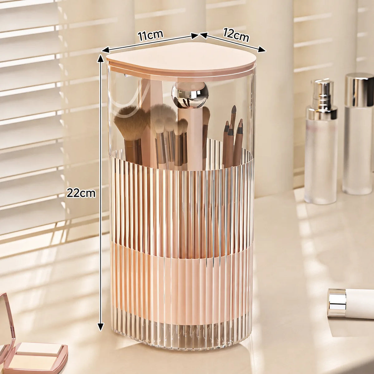 Pop-Up Covered Makeup Brush Holder for a Tidier Vanity