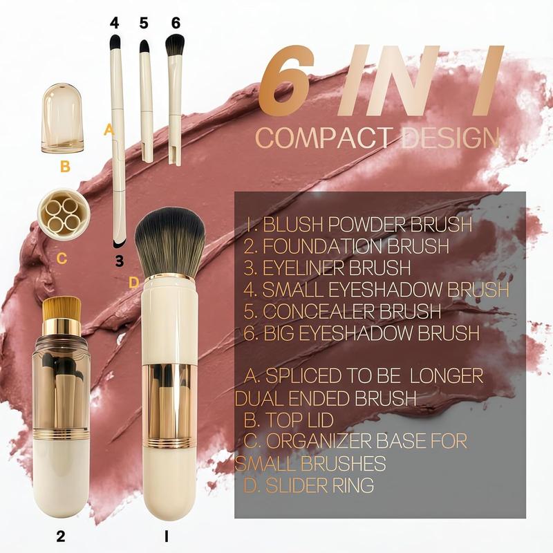6-in-1 Compact Makeup Brush Set