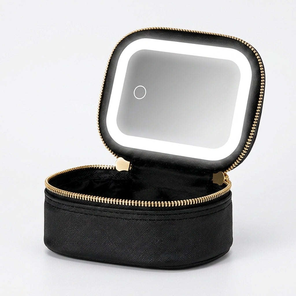 Mini Makeup Bag with LED Lighted Mirror