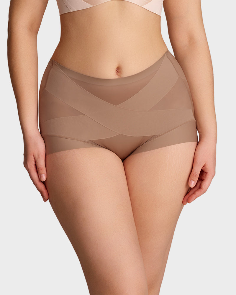 High-Waist Cross Compression Shaping Panties (2 Pack)
