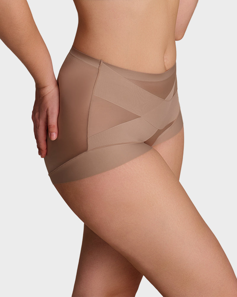 High-Waist Cross Compression Shaping Panties (2 Pack)