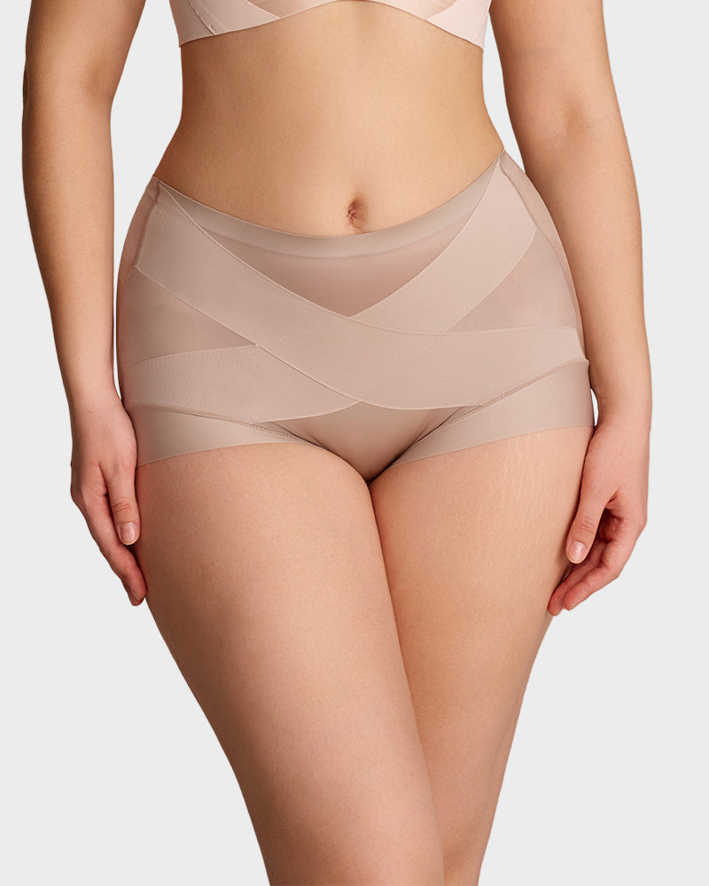 High-Waist Cross Compression Shaping Panties (2 Pack)
