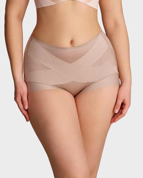 High-Waist Cross Compression Shaping Panties (2 Pack)