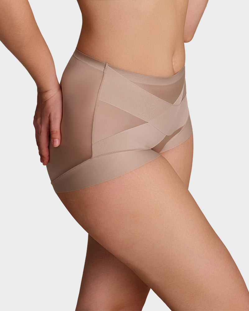 High-Waist Cross Compression Shaping Panties (2 Pack)
