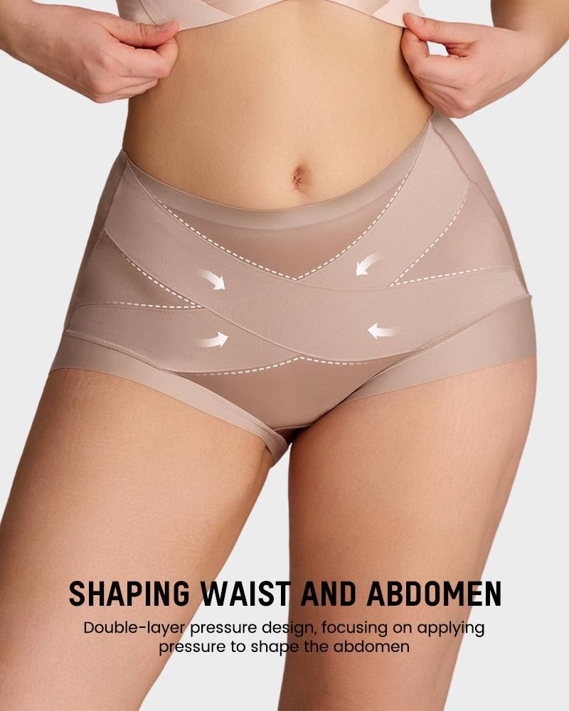 High-Waist Cross Compression Shaping Panties (2 Pack)