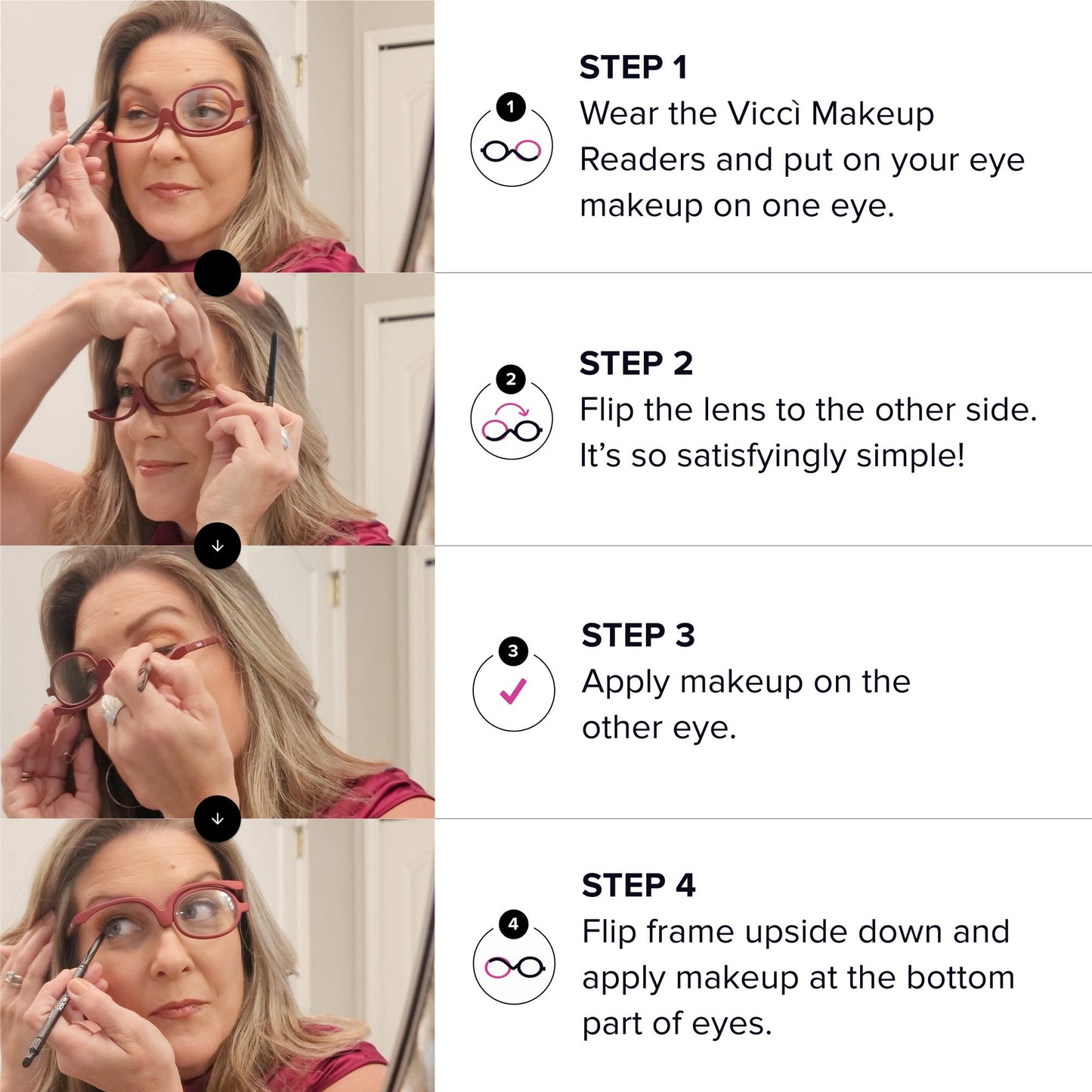 Perfect Vision Makeup Readers – Flip Lens for Flawless Application