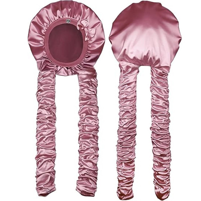 Satin Curling Sleep Bonnet with Long Hair Ribbons 2 Pack