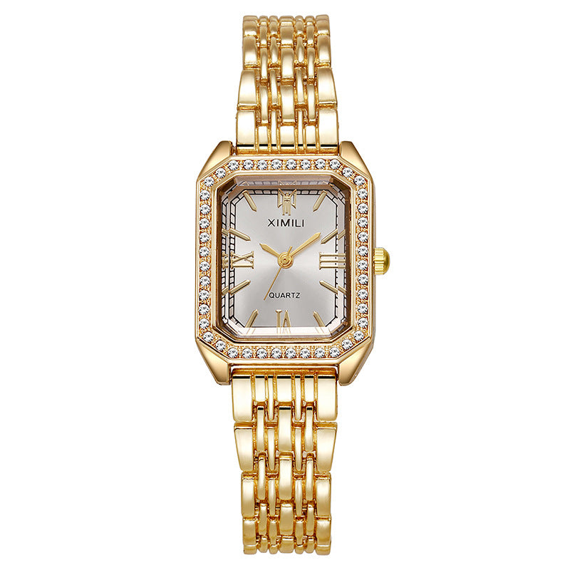 Classic Full Diamond Square Link Bracelet Watch
