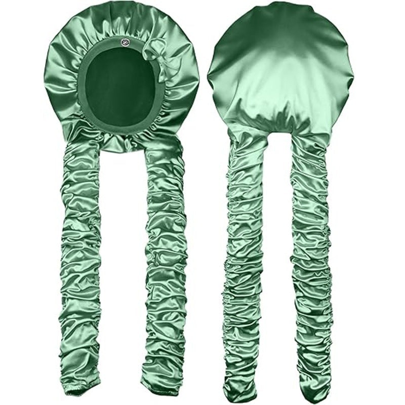 Satin Curling Sleep Bonnet with Long Hair Ribbons 2 Pack