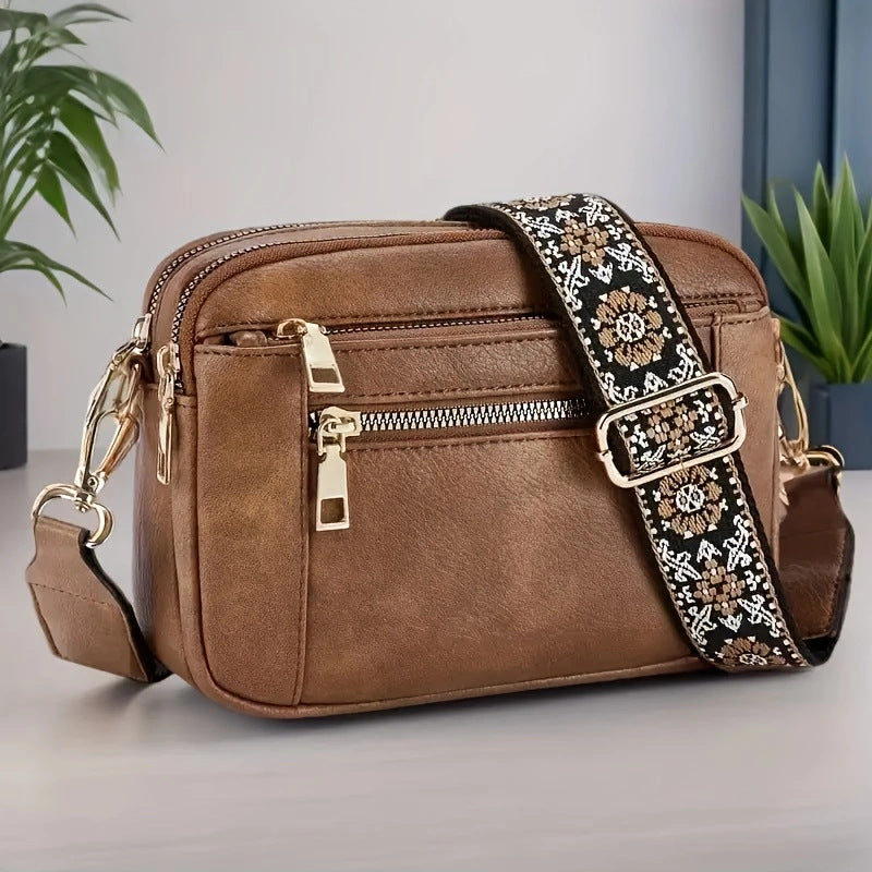 Vintage Vegan Leather Crossbody Bag