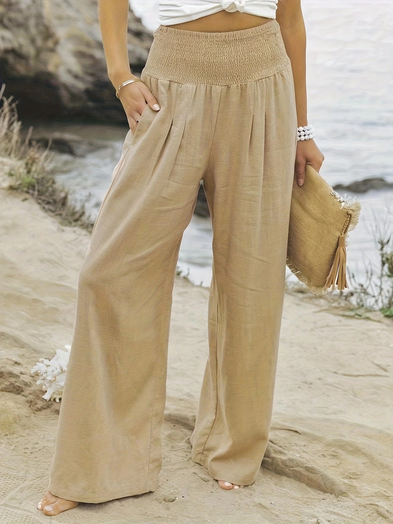 Women's Linen Wide Leg Palazzo Pants