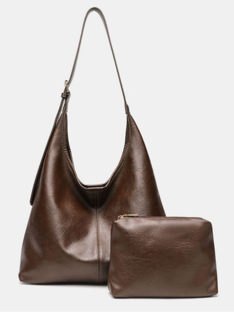 Soft Slouchy Leather-Look Tote Bag
