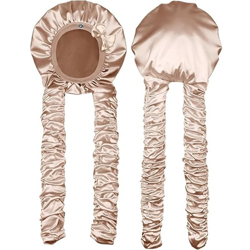 Satin Curling Sleep Bonnet with Long Hair Ribbons 2 Pack