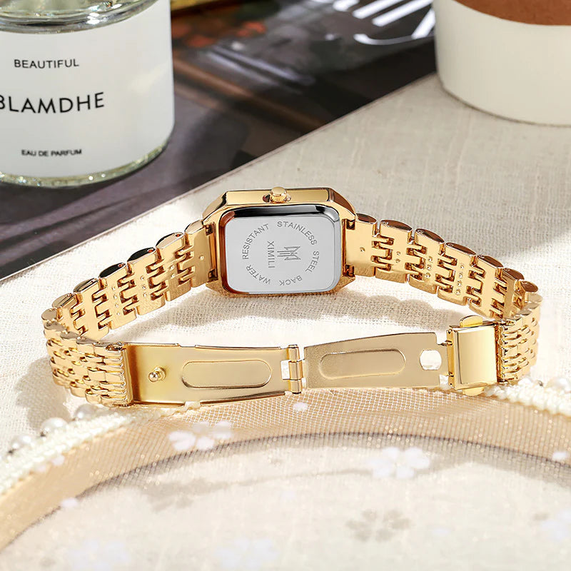 Classic Full Diamond Square Link Bracelet Watch