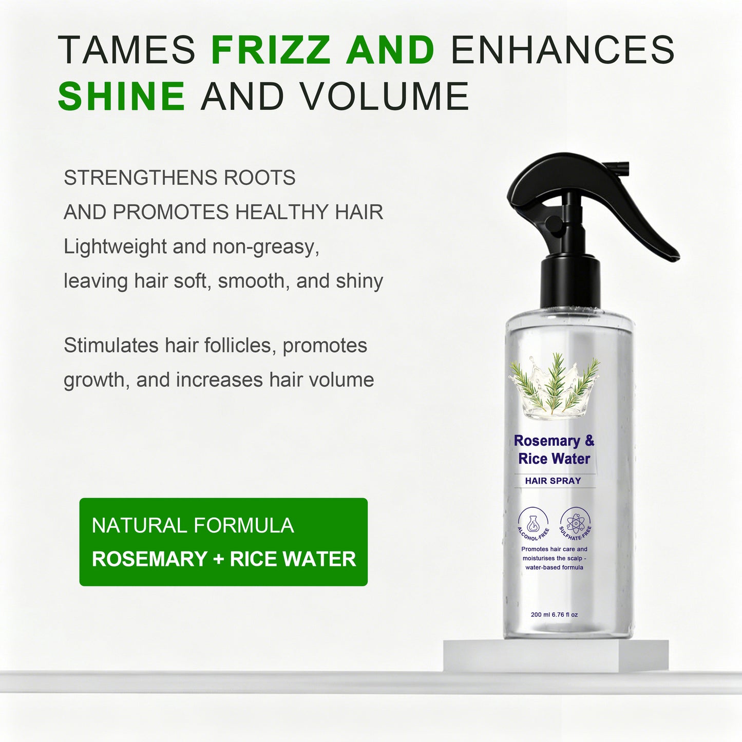 Rosemary Water Spray For Hair Growth With Rice Water 100% Natural Extract
