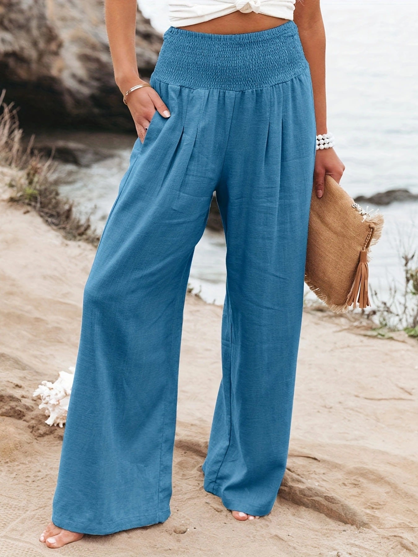 Women's Linen Wide Leg Palazzo Pants