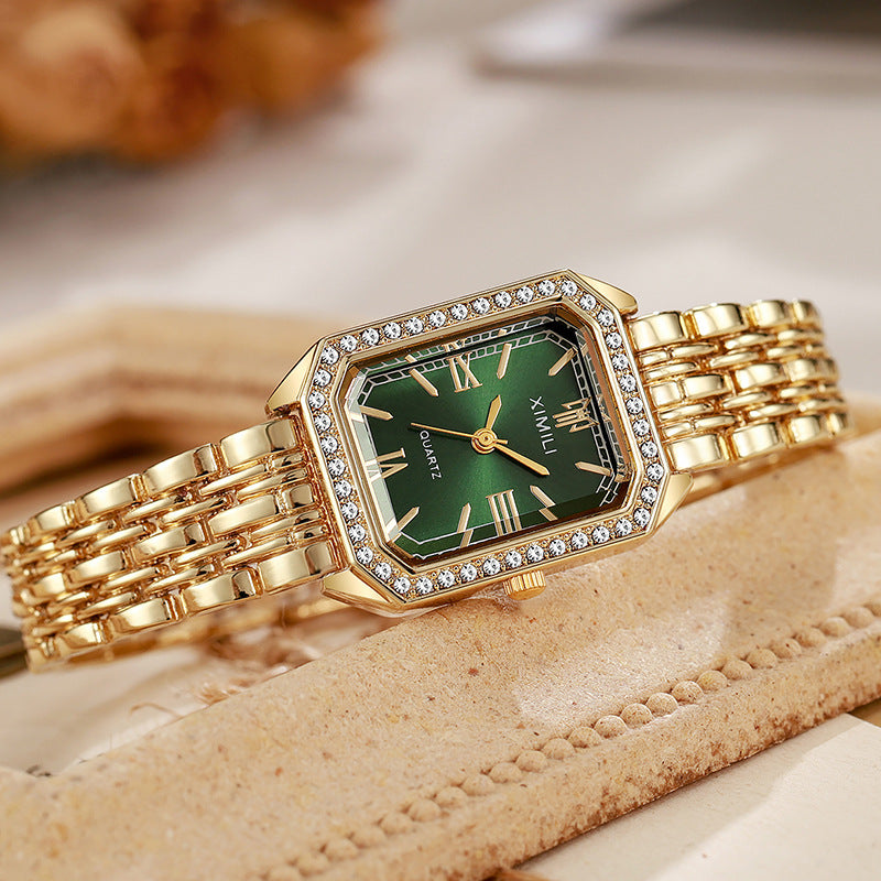 Classic Full Diamond Square Link Bracelet Watch