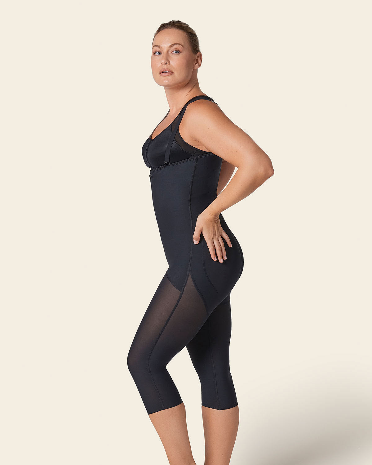 Post-Surgical Calf-Length Girdle with Front Hook-and-Zip Closure