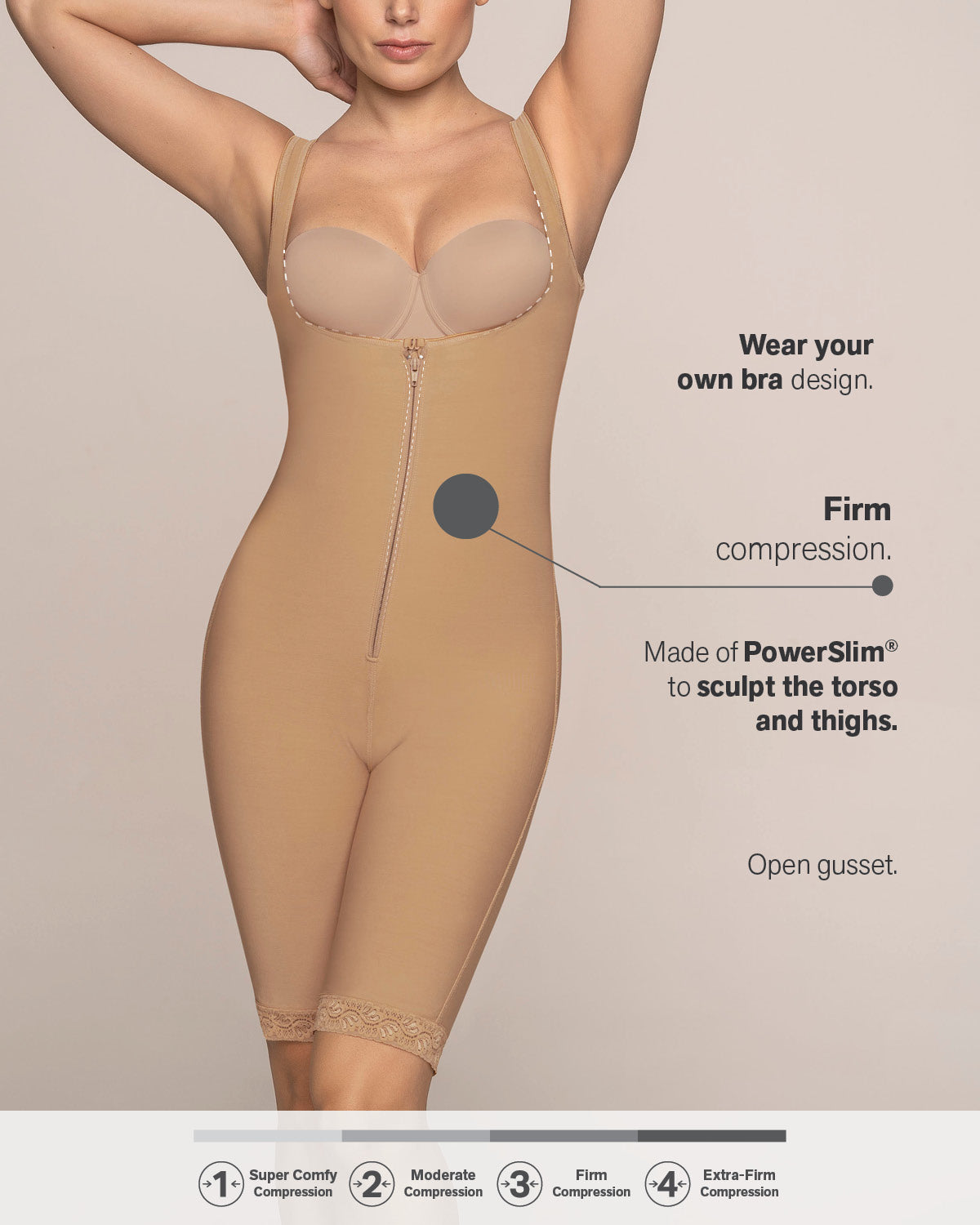 Post-Surgical Short Bottom Girdle with Front Hook-and-Zip Closure. Wide Straps