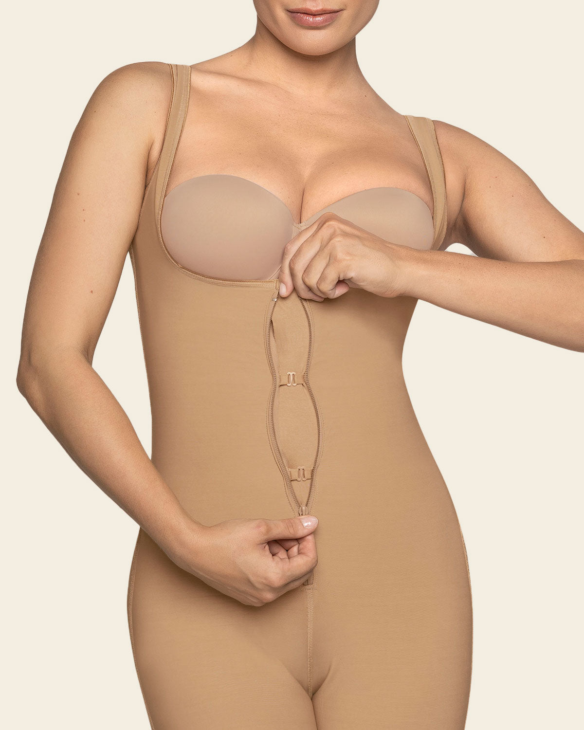 Post-Surgical Short Bottom Girdle with Front Hook-and-Zip Closure. Wide Straps