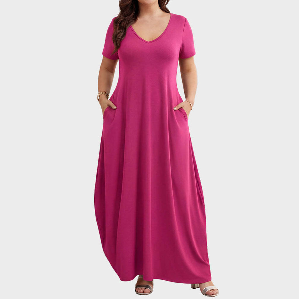 Large Size Deep V Pocket Lounge Dress