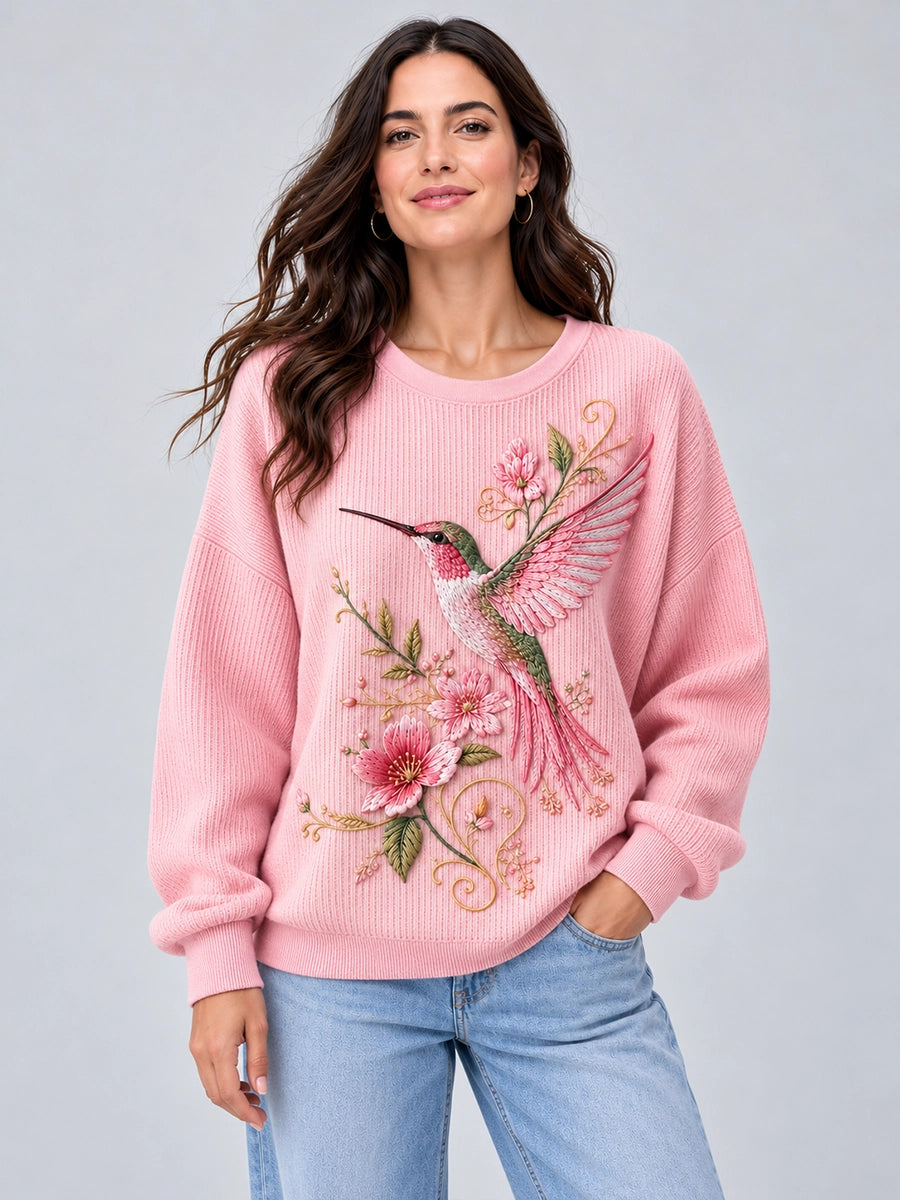 Women's Purple Art-Print Crewneck Sweatshirt