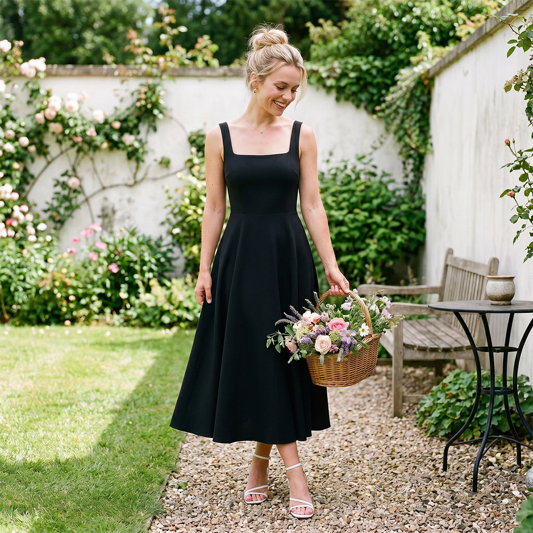 Solid Color Casual Midi Party Dress