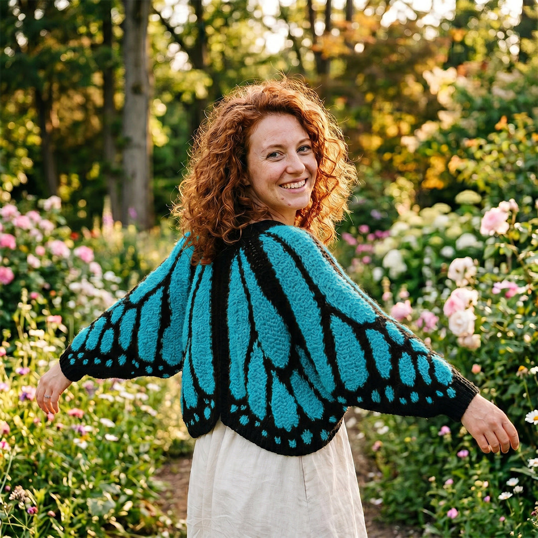Hand-Crocheted Monarch Butterfly Cardigan