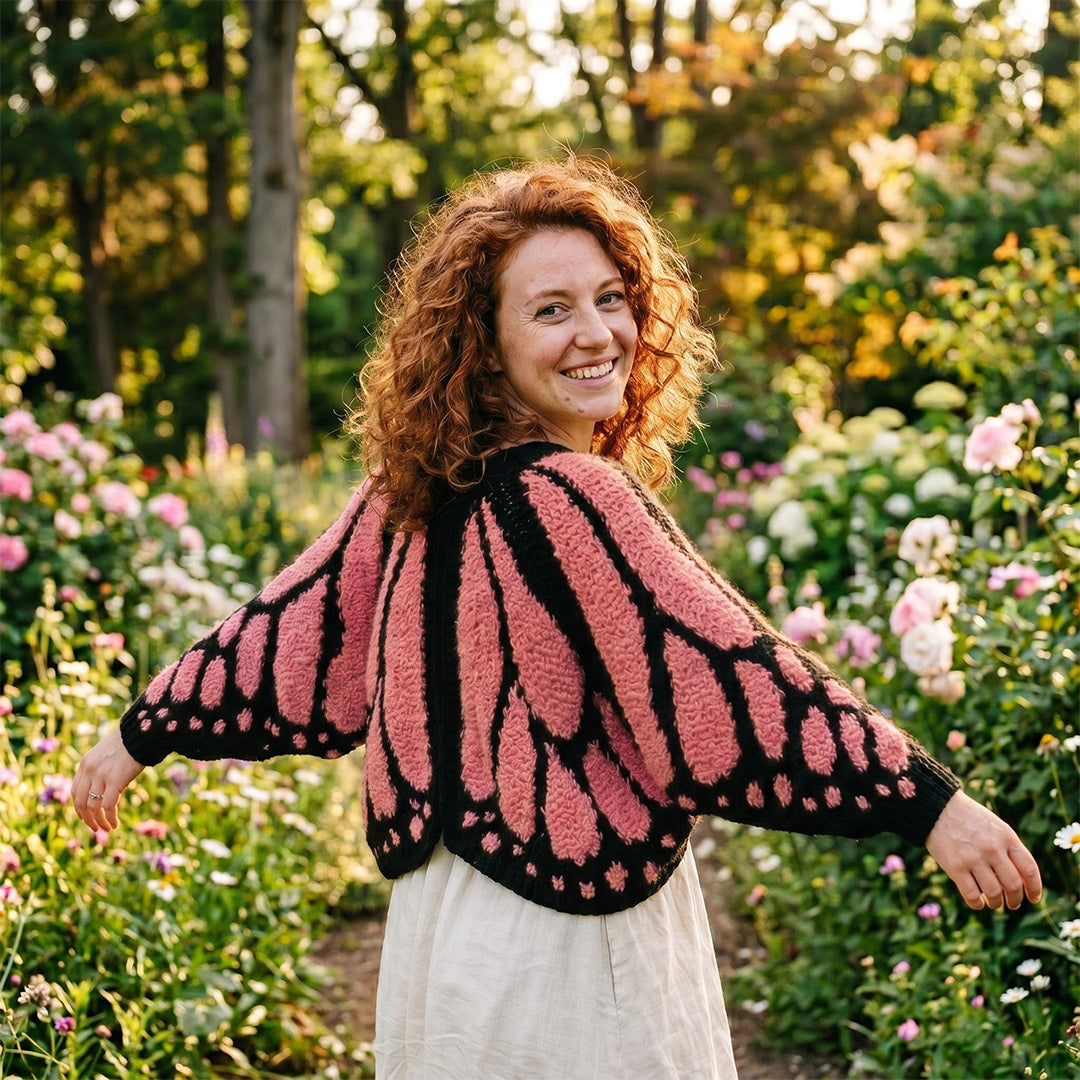 Hand-Crocheted Monarch Butterfly Cardigan