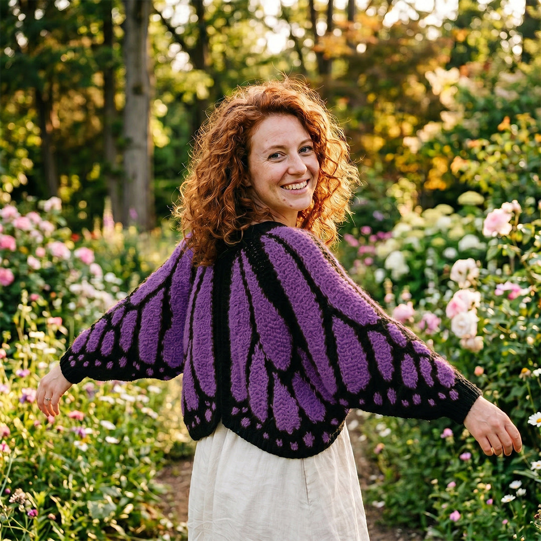 Hand-Crocheted Monarch Butterfly Cardigan