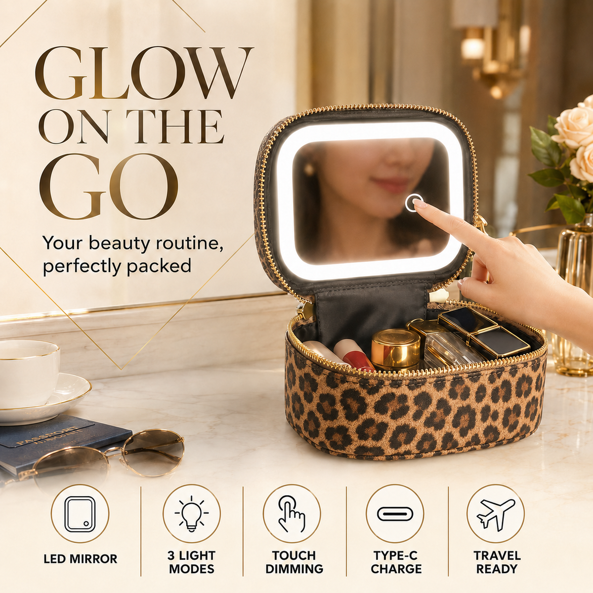 Mini Makeup Bag with LED Lighted Mirror