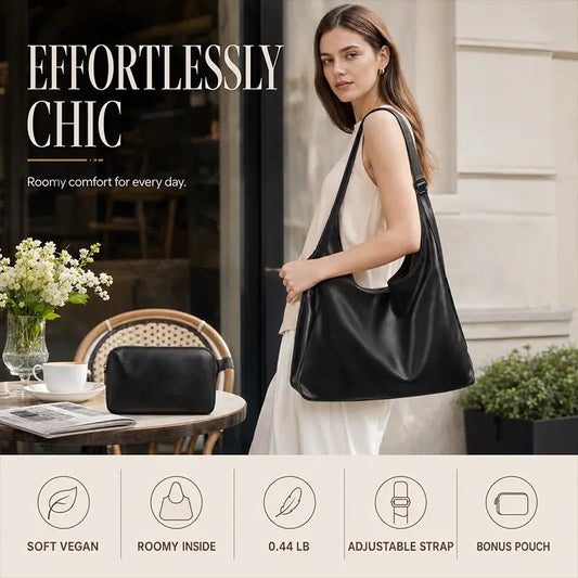 Soft Slouchy Leather-Look Tote Bag