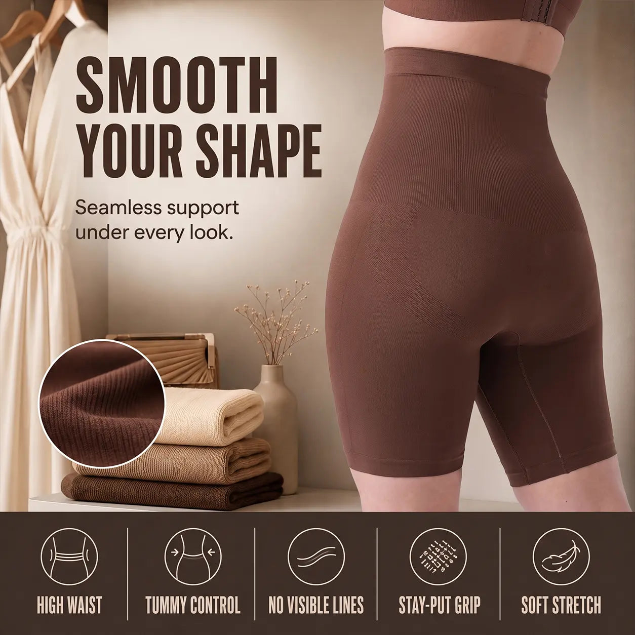 High-Waist Tummy-Control Shapewear Shorts