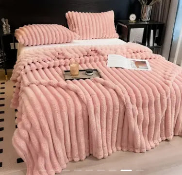 Chunky Striped Faux-Fur Throw Blanket - image 2