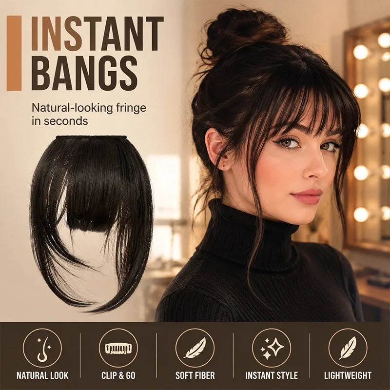 Natural-Look Clip-In Bangs Hairpiece