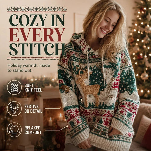 Women’s 3D-Print Knit Pullover Sweatshirt
