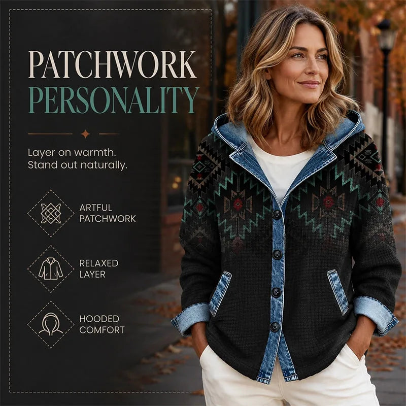 Women’s Printed Patchwork Casual Jacket