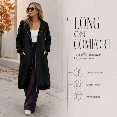 Women’s Longline Casual Hooded Jacket