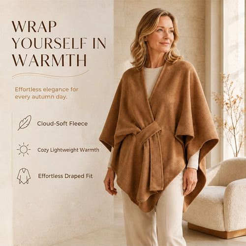 Women’s Vintage Wool-Look Cape Wrap Shawl