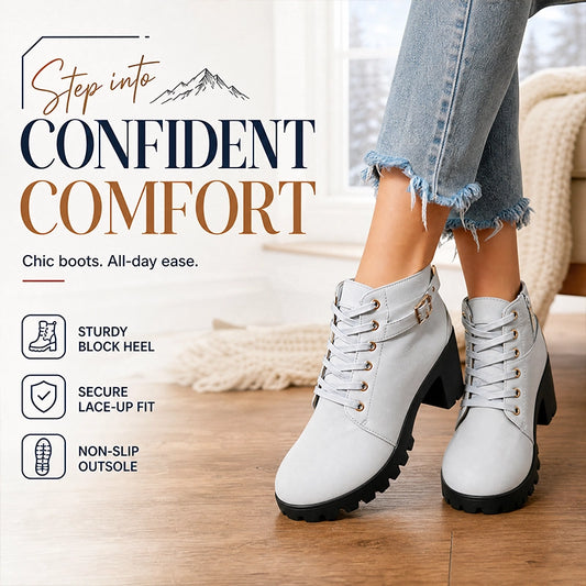 Women's Chunky-Heel Lace-Up Ankle Boots