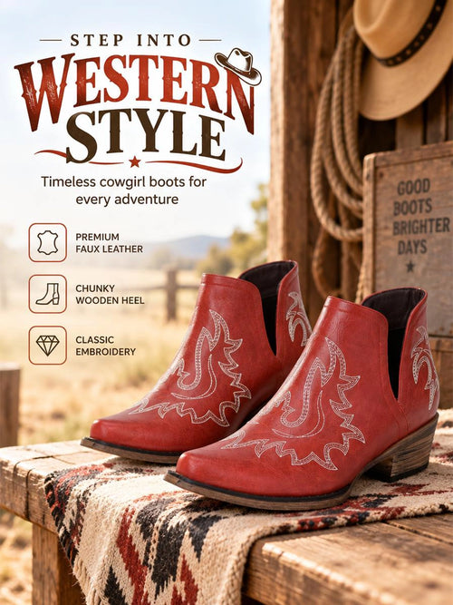 Women's Embroidered Western Ankle Boots