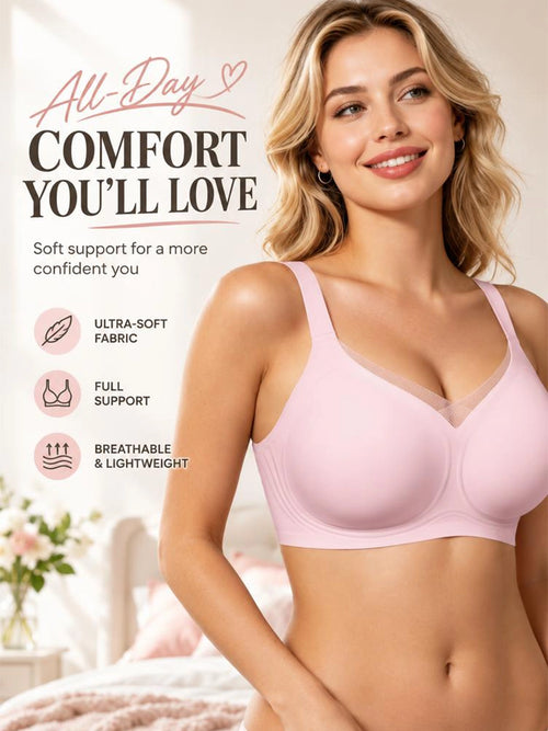 Women's Seamless Lace-Edge Wireless Bra for Everyday Comfort