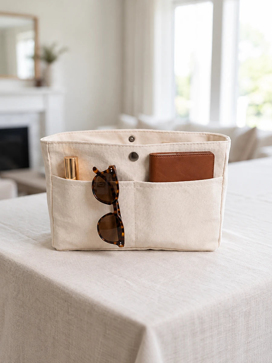 Five-Pocket Canvas Bag Organizer Insert for Everyday Totes
