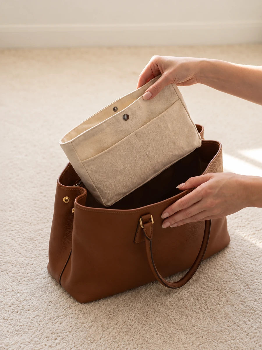 Five-Pocket Canvas Bag Organizer Insert for Everyday Totes