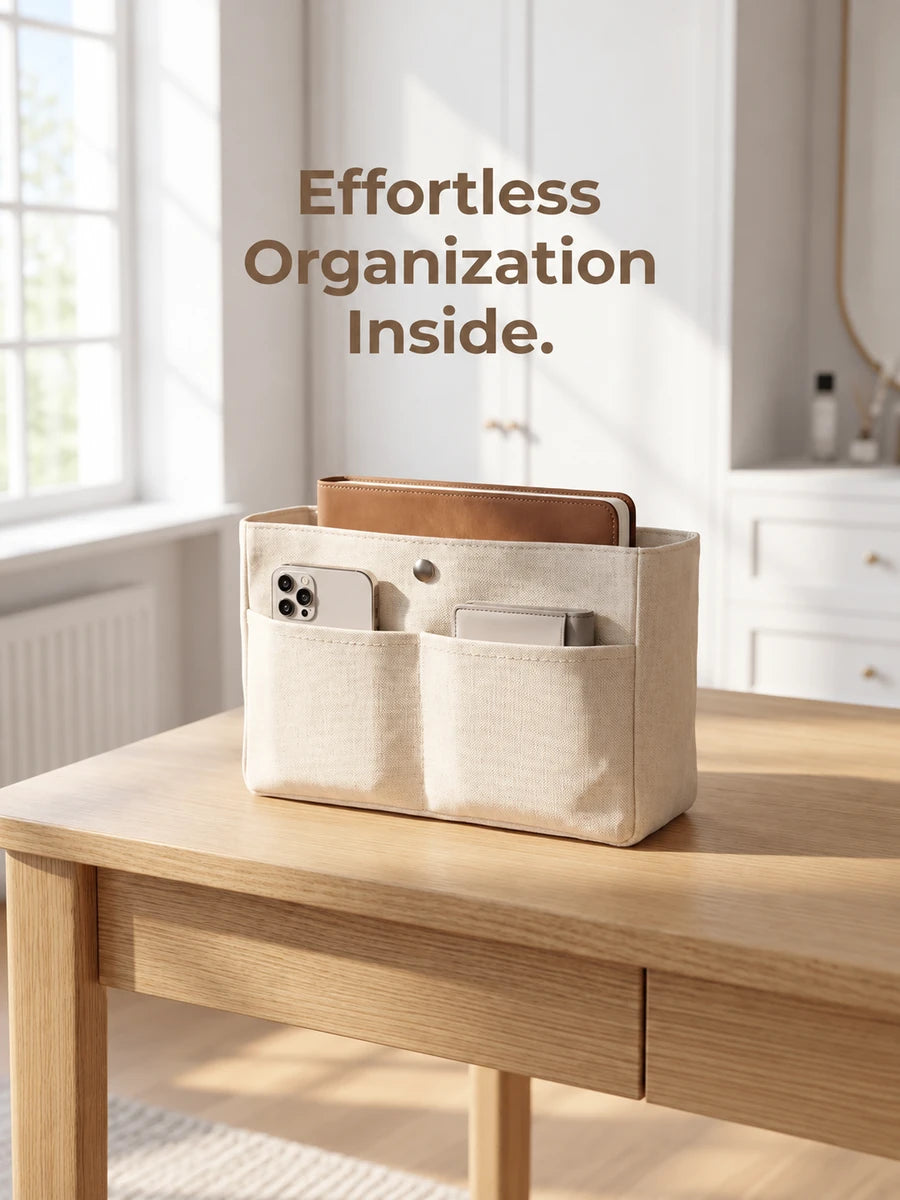 Five-Pocket Canvas Bag Organizer Insert for Everyday Totes