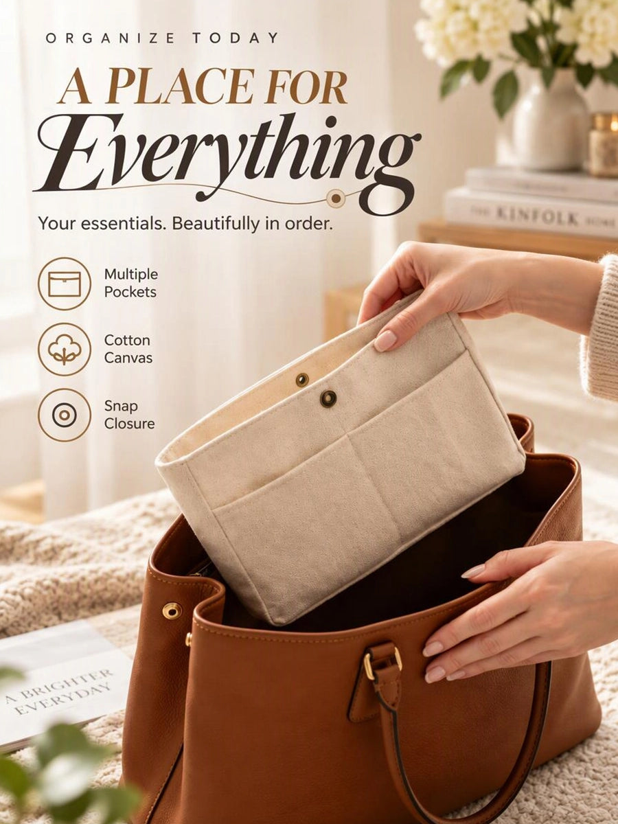Five-Pocket Canvas Bag Organizer Insert for Everyday Totes