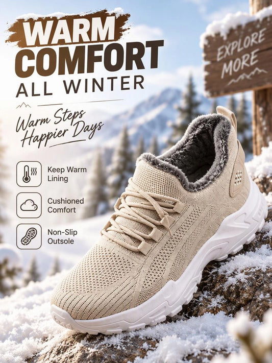 Fleece-Lined Casual Walking Sneakers