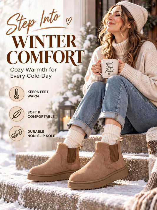Faux-Fur-Lined Slip-On Ankle Boots for Cool-Weather Outfits