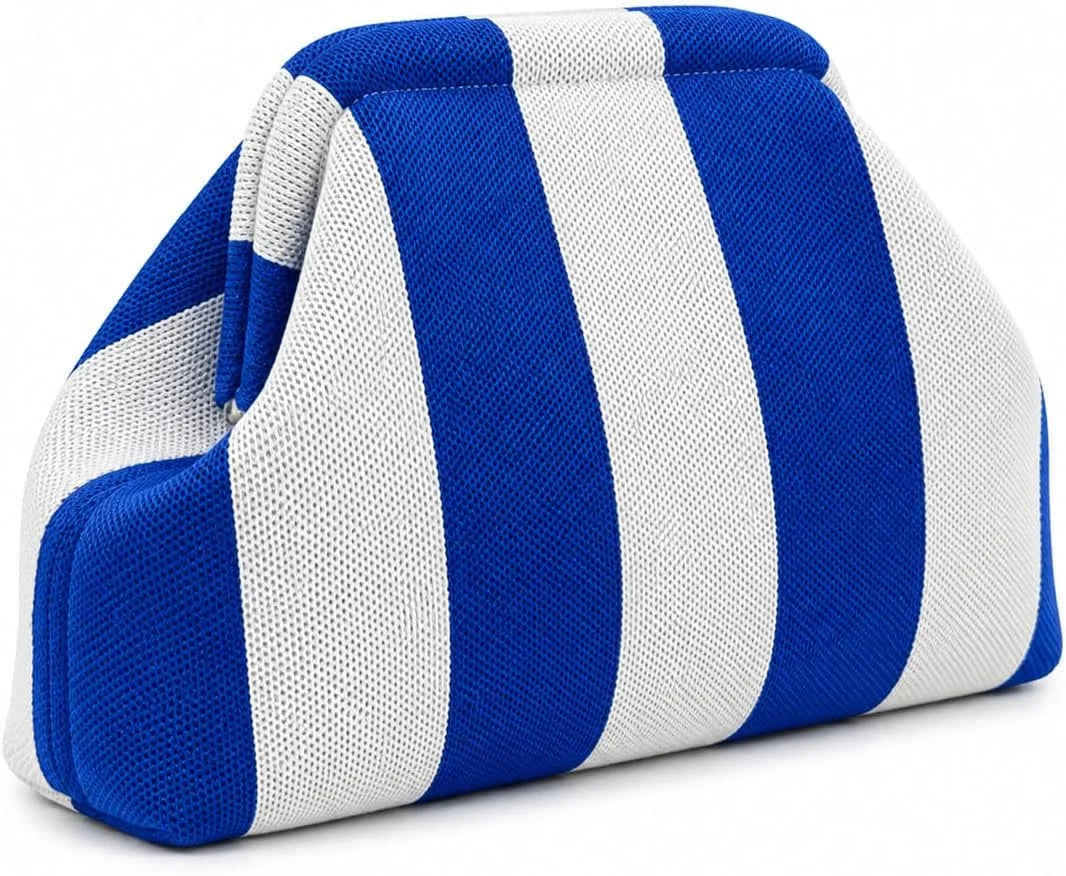 Wide-Opening Striped Knit Clutch for Makeup and Daily Essentials — view 8